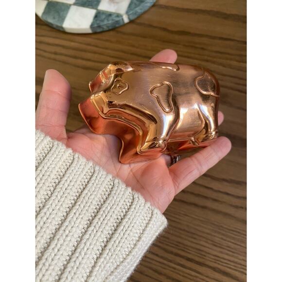 Vintage Copper Mold Small Pig Wall Hanging Jello Mold Farmhouse Copper Mold - Picture 3 of 6